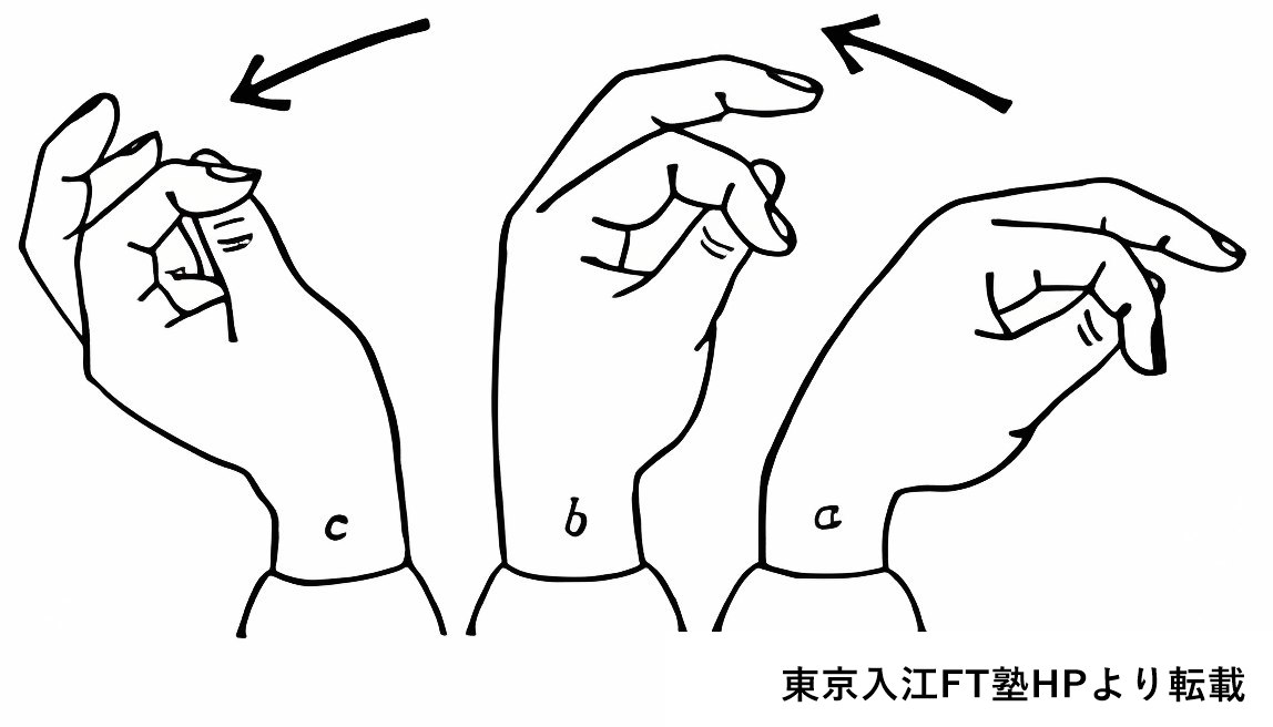 入江FT（フィンガーテスト）の手の形の図解